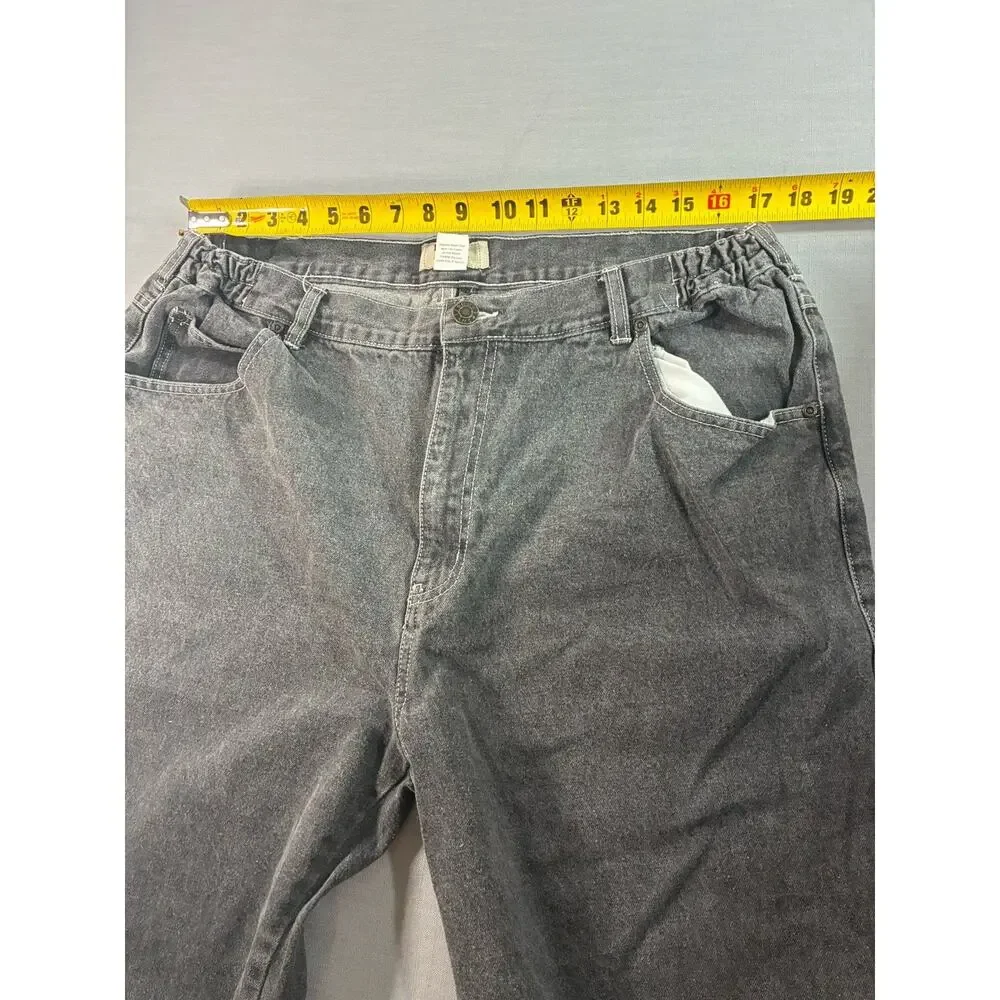 Duke Haband Baggy Fit Jeans Men's 36x28 (40s) Gray Wide Leg Y2K Elastic Waist